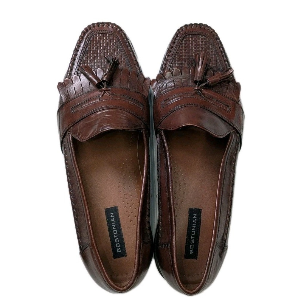 Bostonian Classic Leather Loafer Brown Slip On Men's Size 12M Shoes Flats Dress - Picture 2 of 13